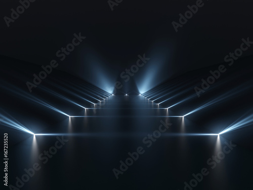 Naklejka Futurystyczny ciemny podium z tłem światła i refleksji