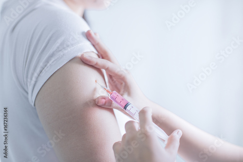 Injections on the upper arm.