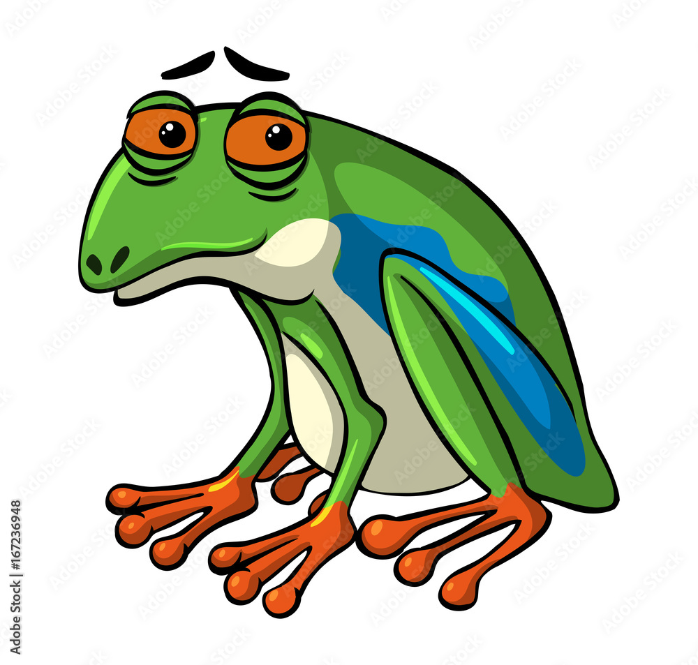 Naklejka premium Green frog with sad face