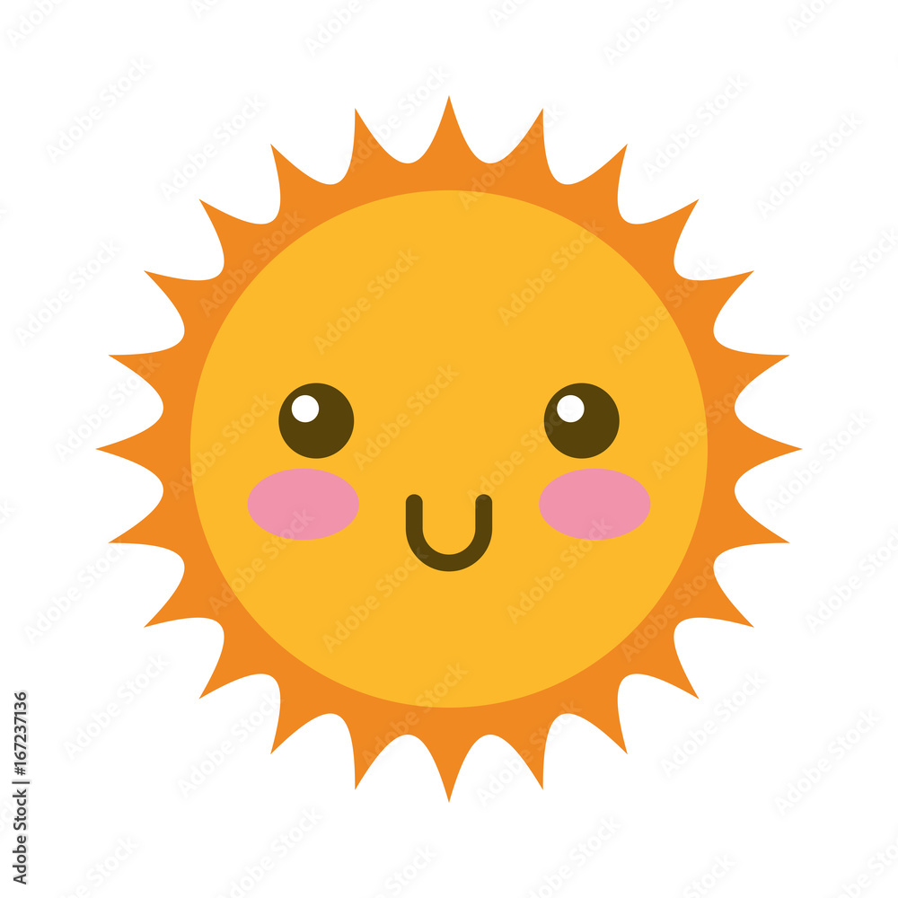 cute sun kawaii character vector illustration design