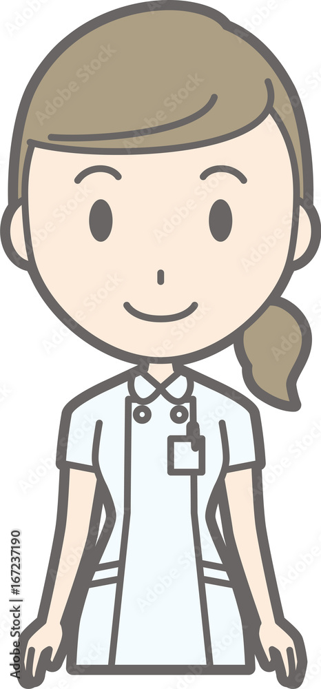Illustration of a nurse wearing a white suit facing forward Illustration of a nurse wearing a white suit facing forward