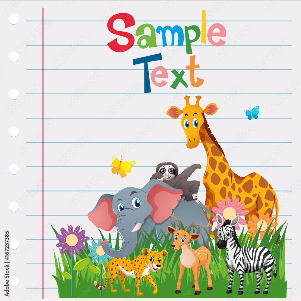 Naklejka premium Paper template with wild animals