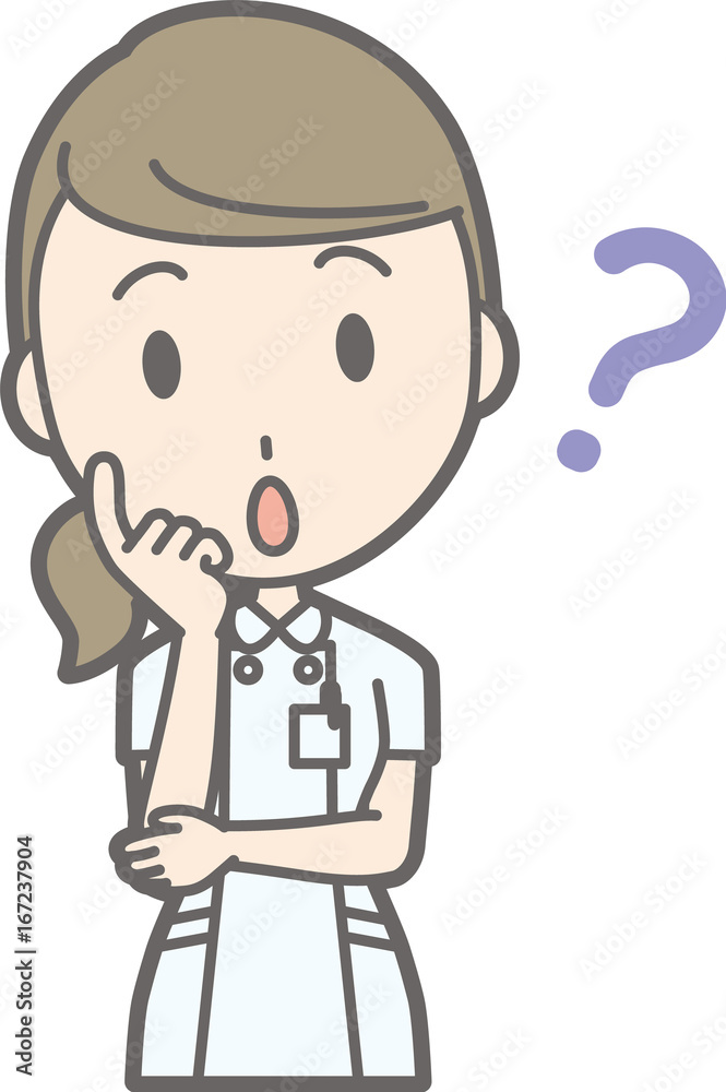 Illustrations I am wondering about by a nurse wearing a white suit