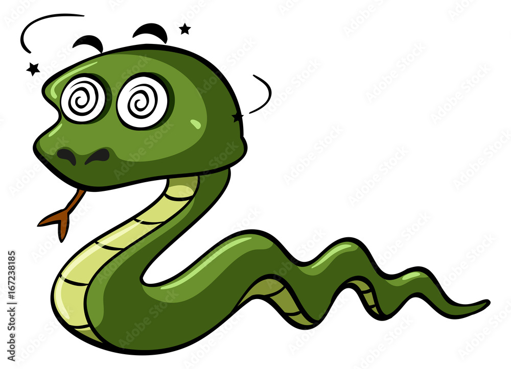 Green snake with dizzy eyes Green snake with dizzy eyes
