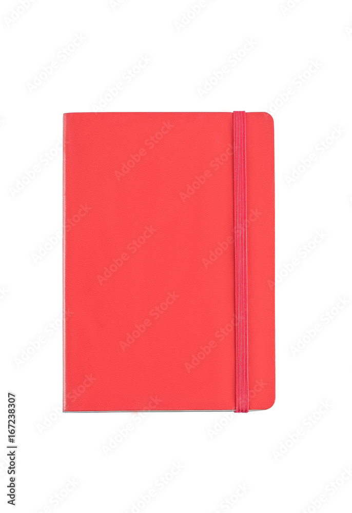 Red leather notebook isolated on white background Red leather notebook isolated on white background