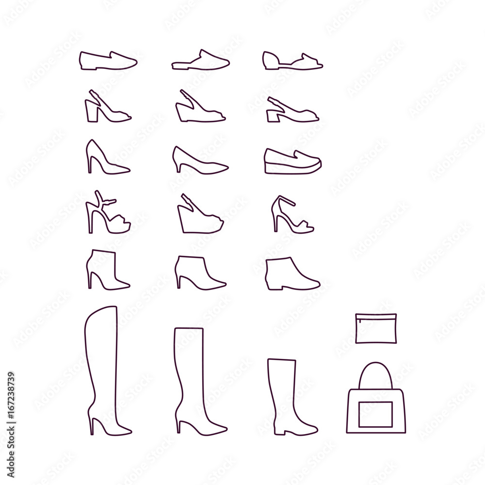 Fototapeta premium Shoes Flat Icons