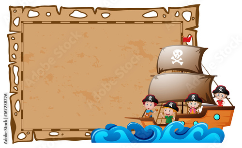 Border template with kids as pirates