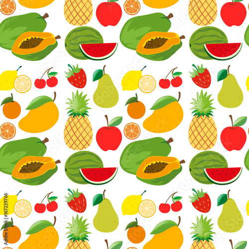 Seamless background with fresh fruits