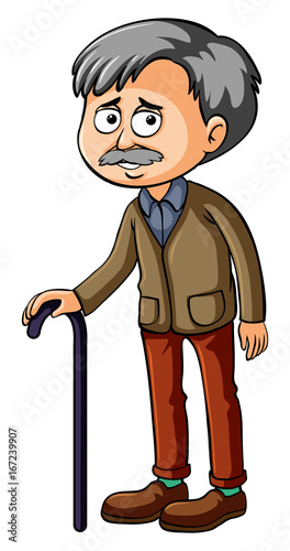 Old man with walking stick