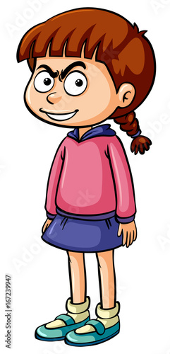 Little girl with mean face