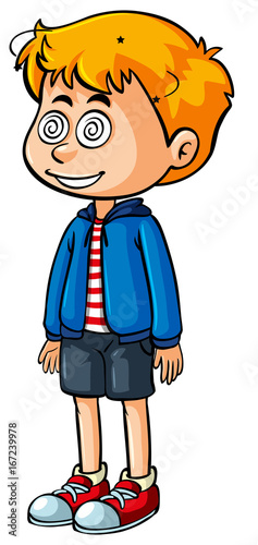 Little boy with dizzy eyes