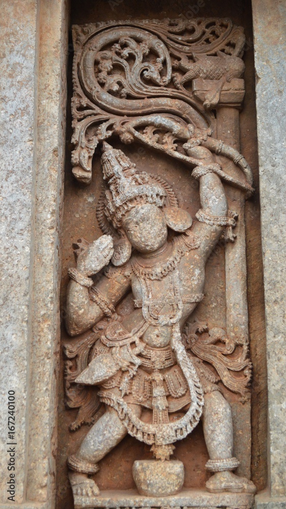 Arjuna Matsya depiction at Veera Narayana Hoysala temple , Belavadi, Karnataka