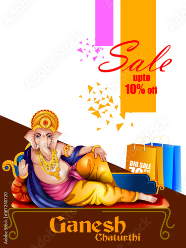 Lord Ganpati on Ganesh Chaturthi sale promotion advertisement background