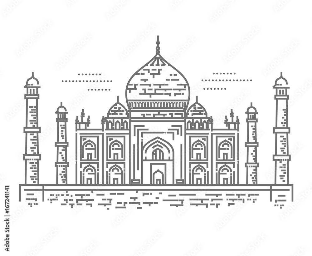 Outline Illustration of Taj Mahal Palace Icon