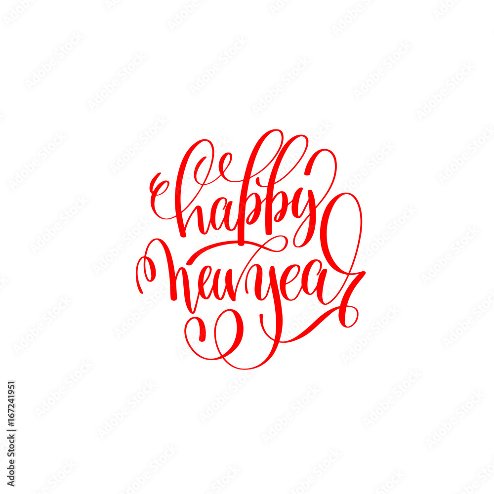 happy new year red hand lettering inscription to christmas and 2