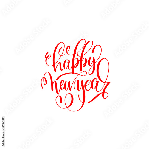 happy new year red hand lettering inscription to christmas and 2