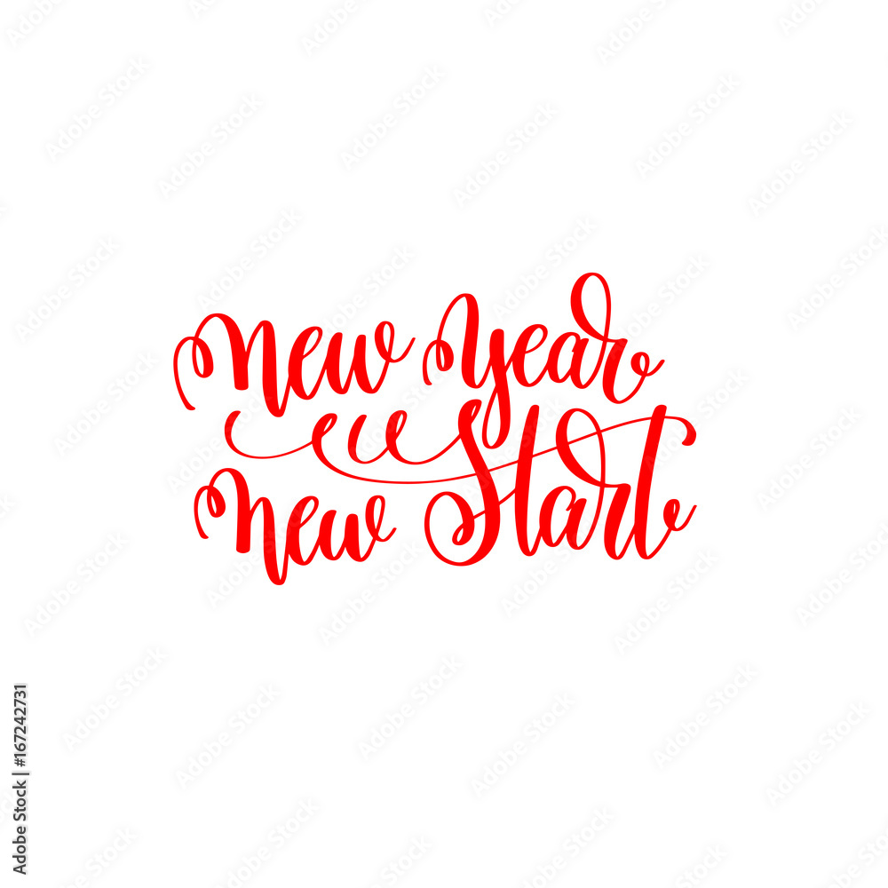 new year new start - red hand lettering motivation inscription t