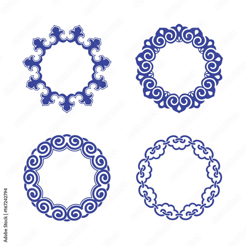 Chinese porcelane round frames set. Chinese porcelane round frames set.