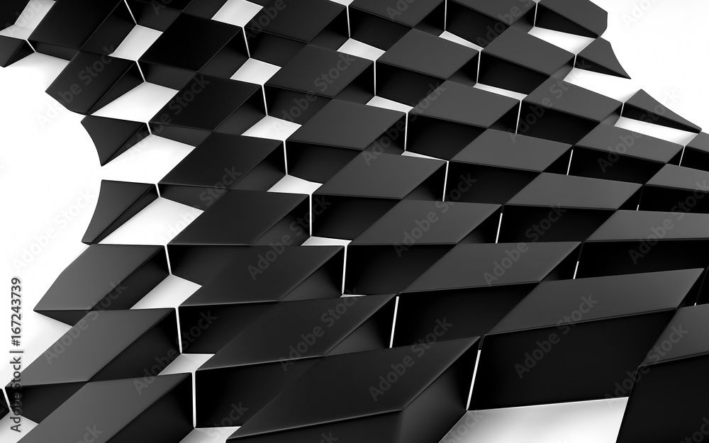 Obraz premium Abstrakcjonistyczny czarny i biały geometryczny tło. Renderowanie 3D