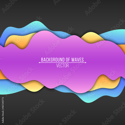 Abstract background of paper multicolored waves. Flat waves. Vector banner. Application with shadows. Modern design. Background, template for your project