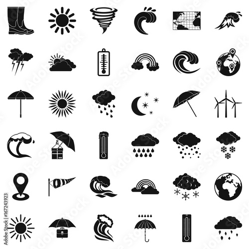 Bad weather icons set, simple style