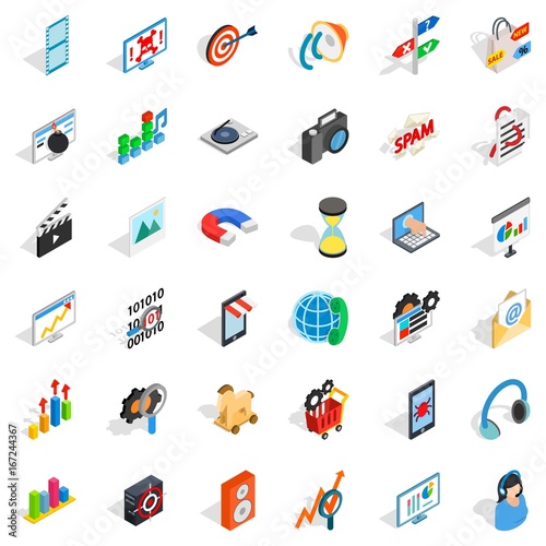 Web progress icons set, isometric style