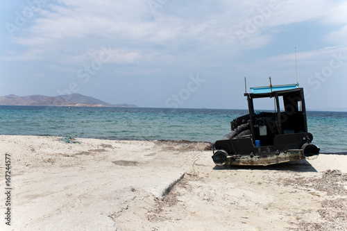 Old Fisherman boat at the bay kos island ,greece