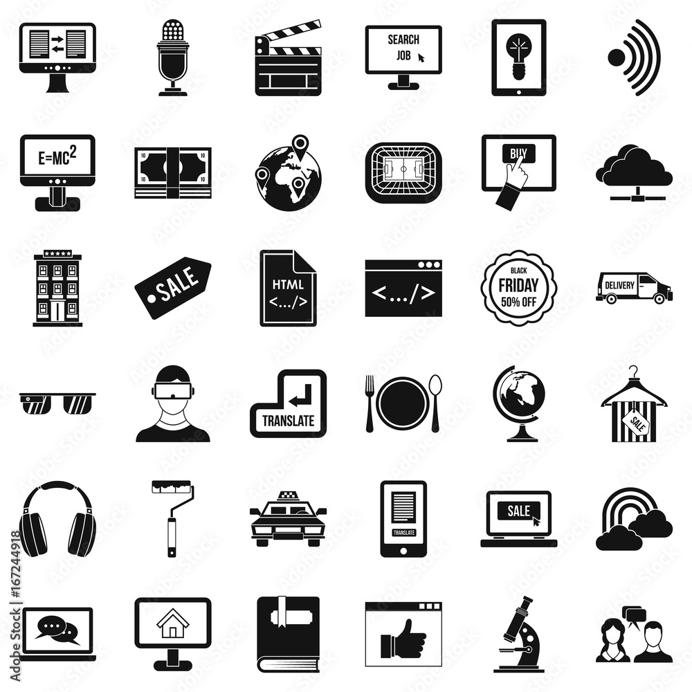 Web equipment icons set, simple style Web equipment icons set, simple style