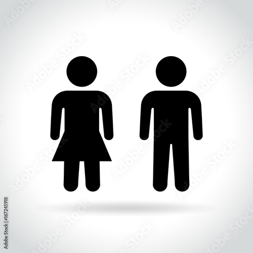 male and female icons on white background