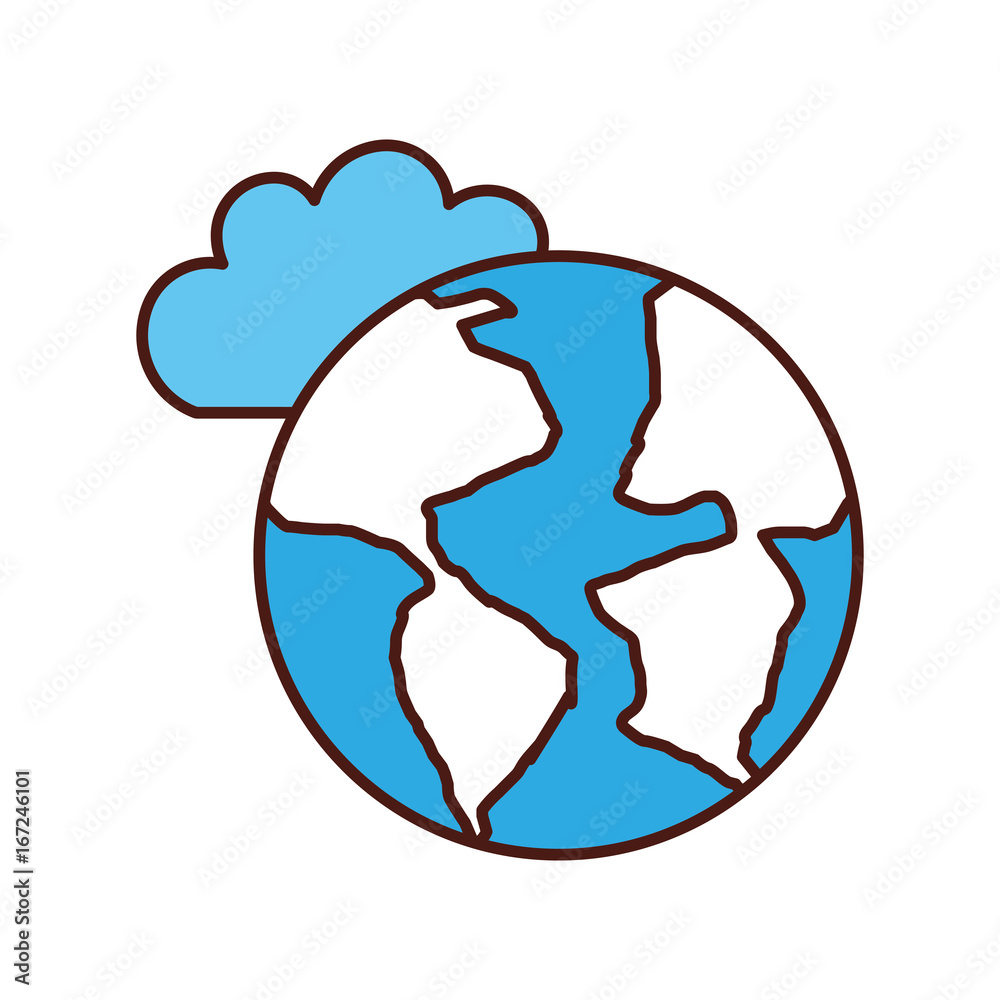 Beautiful fantasy cloud with world planet vector illustration design