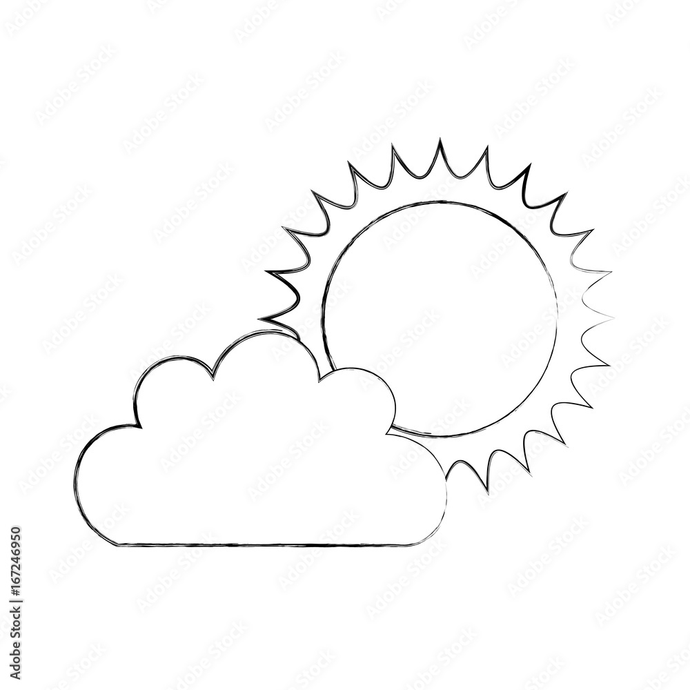Beautiful fantasy cloud with sun vector illustration design Beautiful fantasy cloud with sun vector illustration design