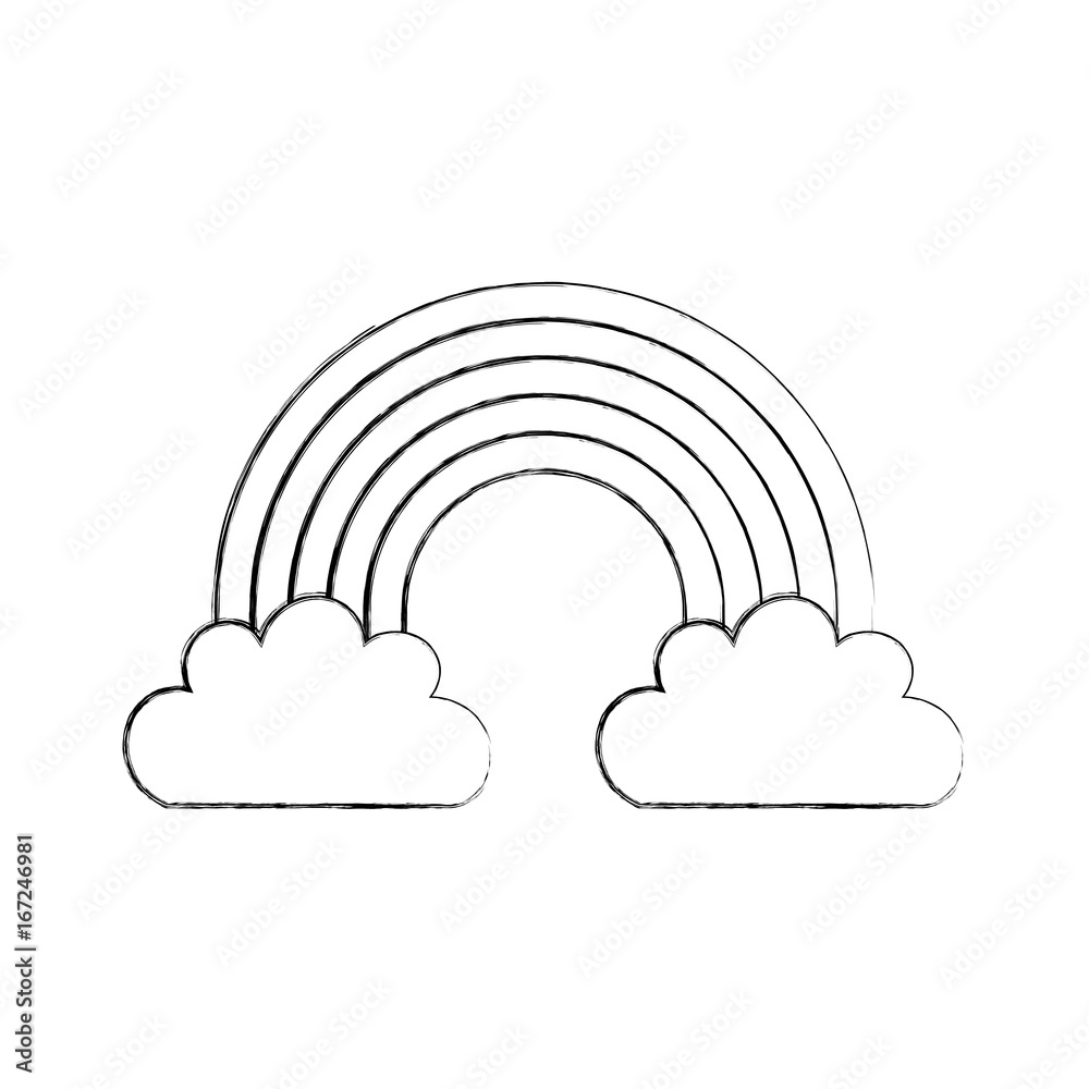 Beautiful fantasy cloud with rainbows vector illustration design