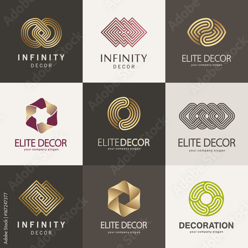 A collection of logos for interior, furniture shops, decor items and home decoration. 