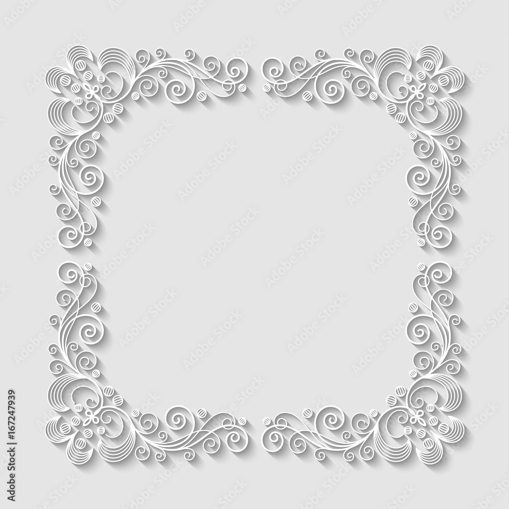 Abstract decorative 3d floral frame. Vector Illustration