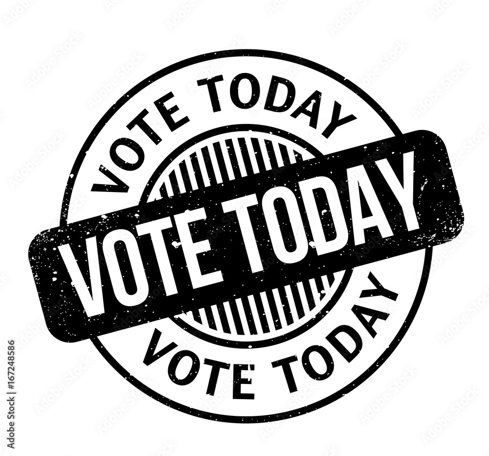 Vote Today rubber stamp. Grunge design with dust scratches. Effects can be easily removed for a clean, crisp look. Color is easily changed.