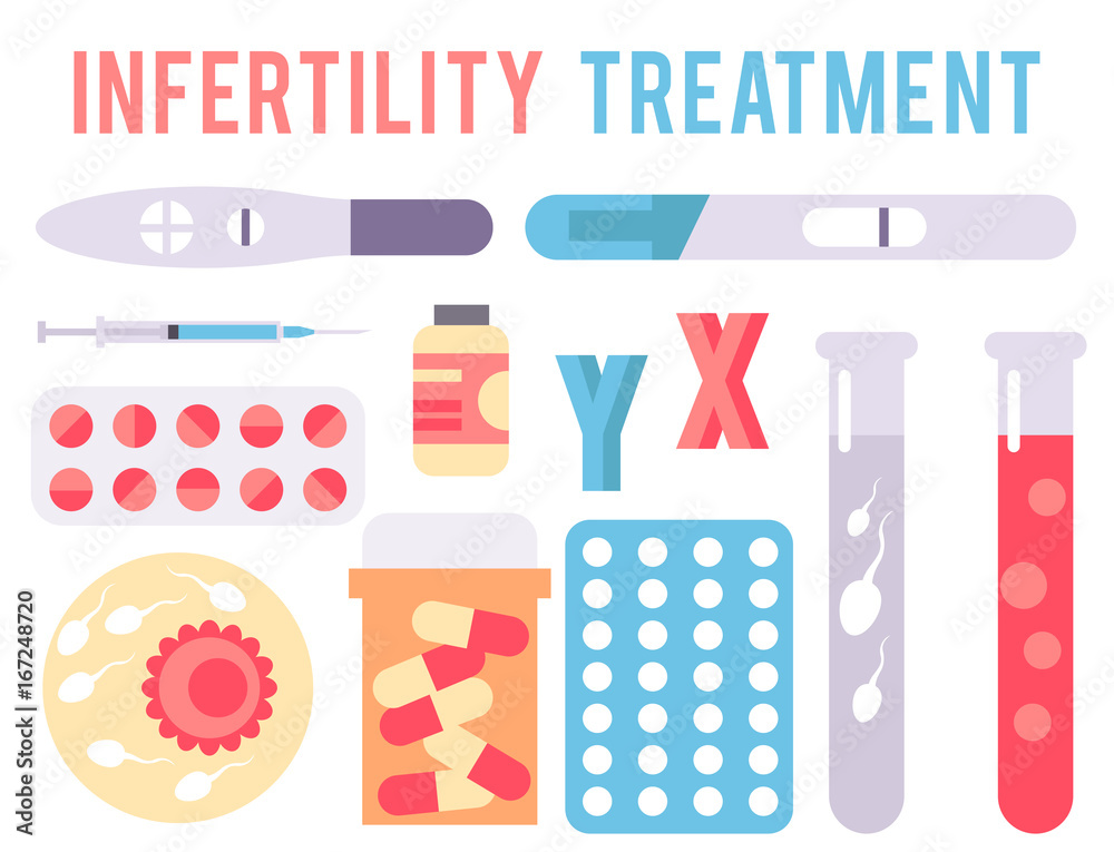 Infertility pregnancy problems medical maternity vector signs treatment fertilization processes infographic tools