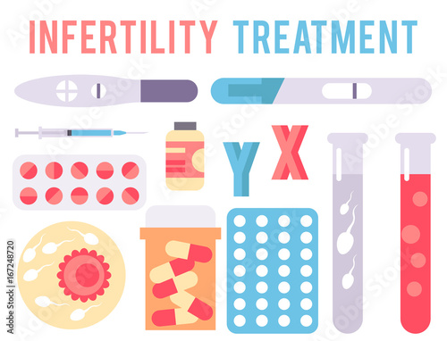 Infertility pregnancy problems medical maternity vector signs treatment fertilization processes infographic tools