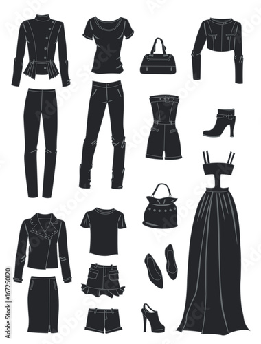 Silhouettes of fashion clothes