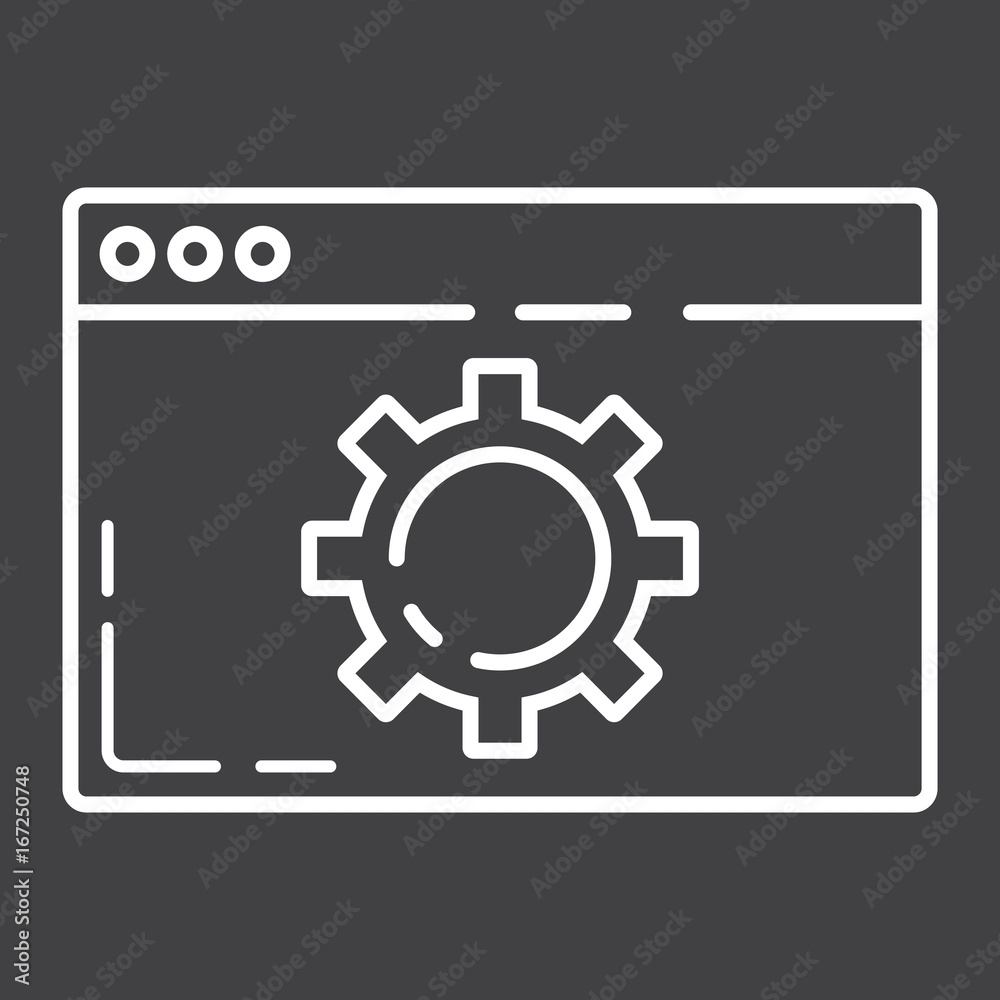Web optimization line icon, seo and development, browser sign vector graphics, a linear pattern on a black background, eps 10. Web optimization line icon, seo and development, browser sign vector graphics, a linear pattern on a black background, eps 10.