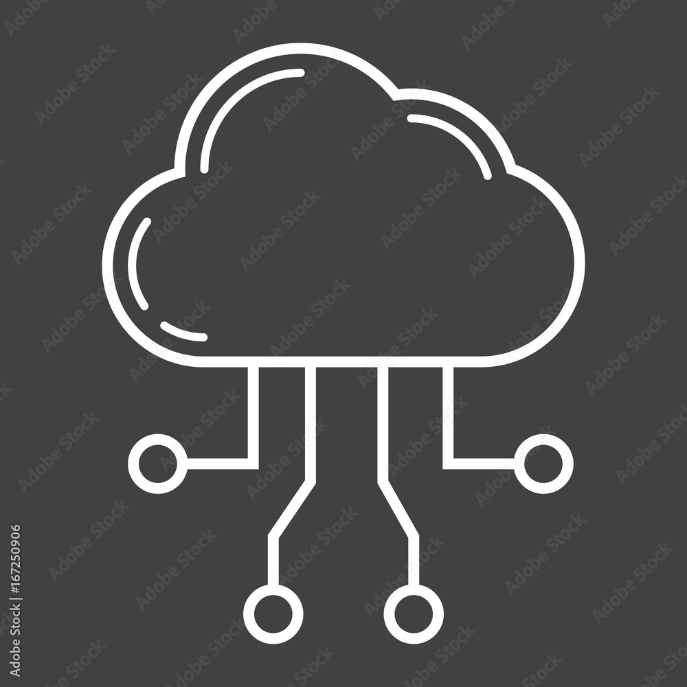 Cloud computing line icon, seo and development, cloud sign vector graphics, a linear pattern on a black background, eps 10. Cloud computing line icon, seo and development, cloud sign vector graphics, a linear pattern on a black background, eps 10.