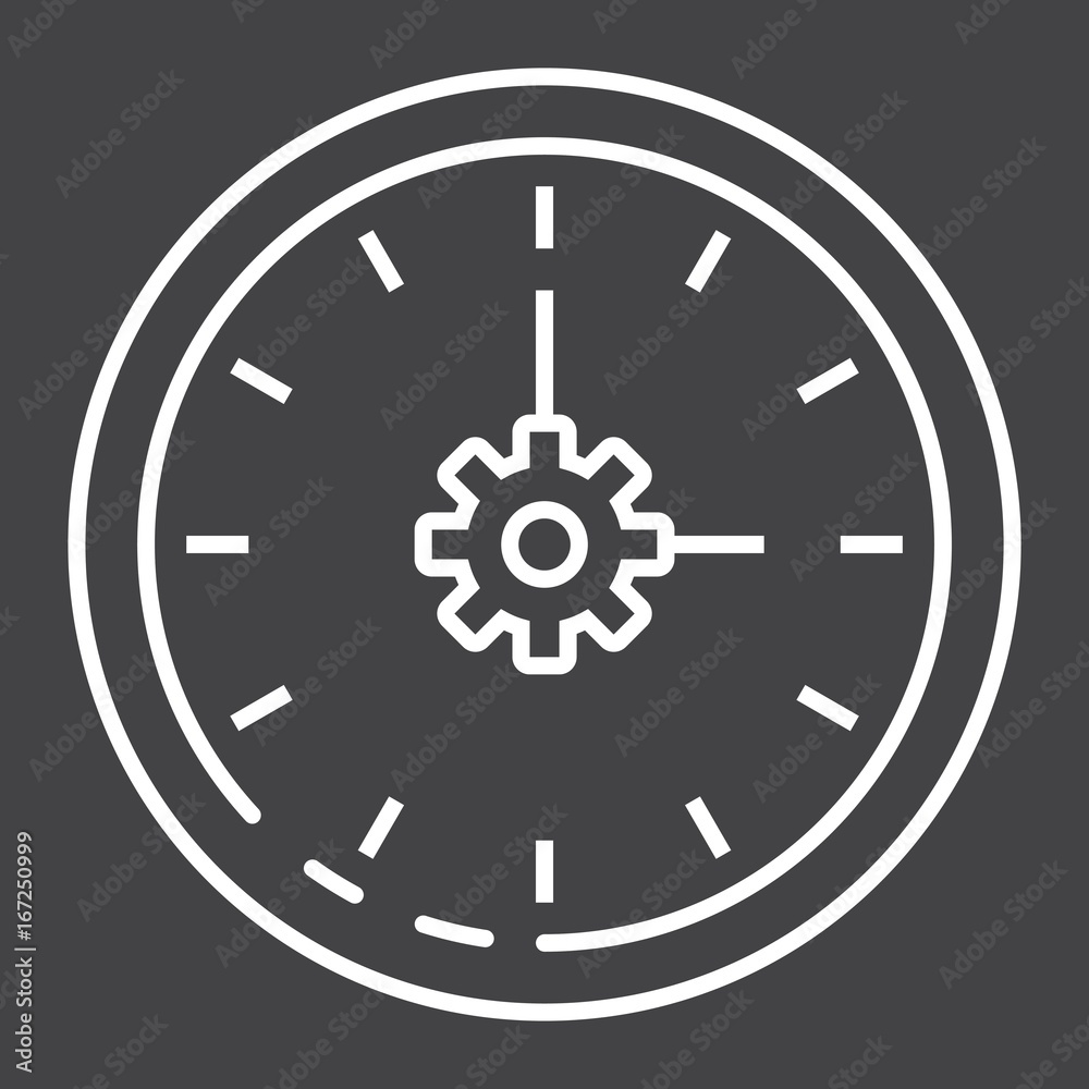 Time Management line icon, seo and development, clock sign vector graphics, a linear pattern on a black background, eps 10. Time Management line icon, seo and development, clock sign vector graphics, a linear pattern on a black background, eps 10.