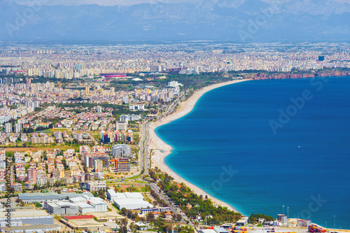 Aerial view of popular seaside resort city Antalya  Turkey