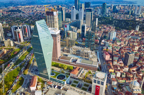Aerial view business and financial district of Istanbul, Turkey