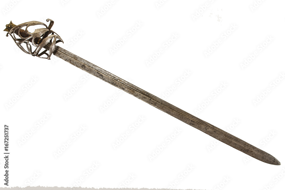 An Antique Venetian or Dalmatian Broadsword, isolated on white An Antique Venetian or Dalmatian Broadsword, isolated on white