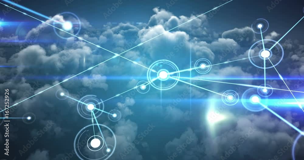 Connecting lines through smoky clouds and bright sunlight