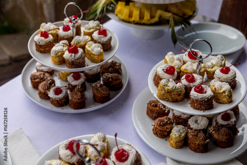 Sweet dessert. Plate with cupcake Sweet dessert. Plate with cupcake