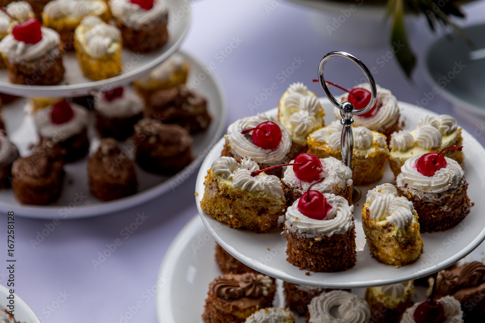 Sweet dessert. Plate with  cupcake