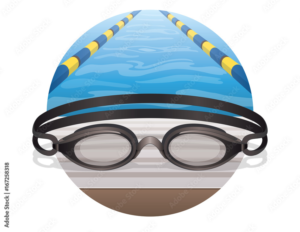 swim goggles black, sitting on the pool deck in a circle swim goggles black, sitting on the pool deck in a circle