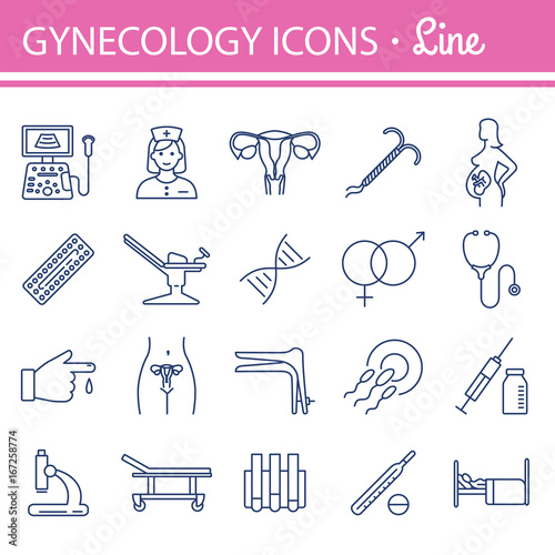 Vector gynecology symbols icon set.