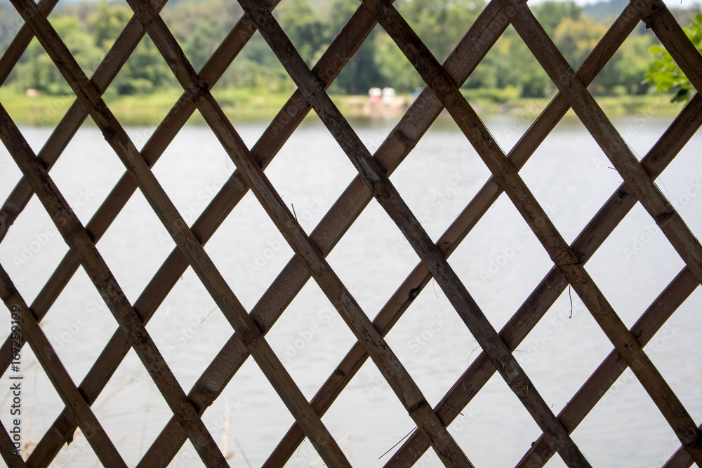 Background with wooden trellis The back is a dam